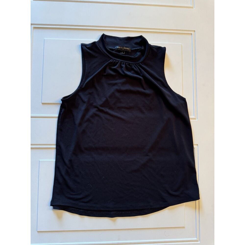 Banana Republic Women's Size S Basic Black Solid Polyester High Neck Regular